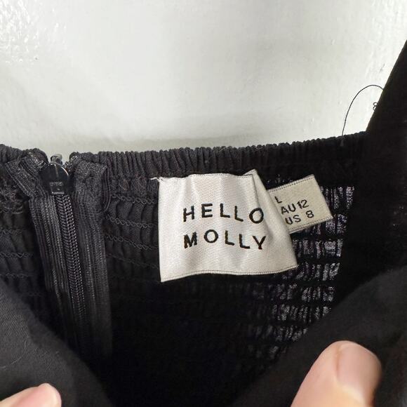 Hello Molly Volume Please Mini Dress Linen Blend Black Bubble Skirt Size 8 Eight - Picture 5 of 15